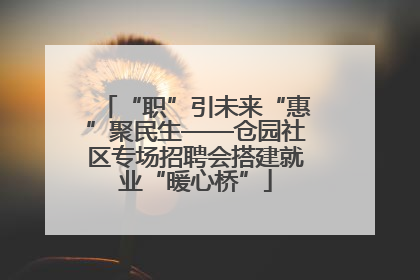 “职”引未来“惠”聚民生——仓园社区专场招聘会搭建就业“暖心桥”