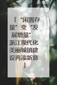 “闲置存量”变“发展增量” 浙江现代化美丽城镇建设再添新意