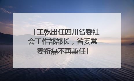 王乾出任四川省委社会工作部部长，省委常委靳磊不再兼任