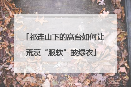 祁连山下的高台如何让荒漠“服软”披绿衣