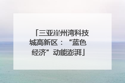 三亚崖州湾科技城高新区：“蓝色经济”动能澎湃