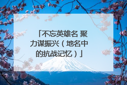 不忘英雄名 聚力谋振兴（地名中的抗战记忆）