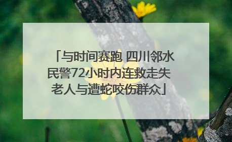 与时间赛跑 四川邻水民警72小时内连救走失老人与遭蛇咬伤群众