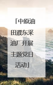 中原油田濮东采油厂开展主题党日活动