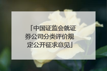 中国证监会就证券公司分类评价规定公开征求意见