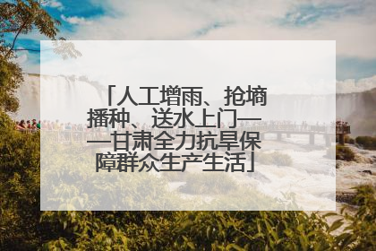 人工增雨、抢墒播种、送水上门——甘肃全力抗旱保障群众生产生活