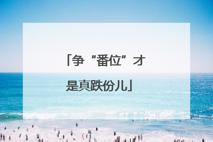 争“番位”才是真跌份儿
