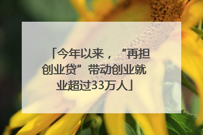 今年以来，“再担创业贷”带动创业就业超过33万人