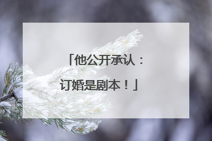 他公开承认：订婚是剧本！