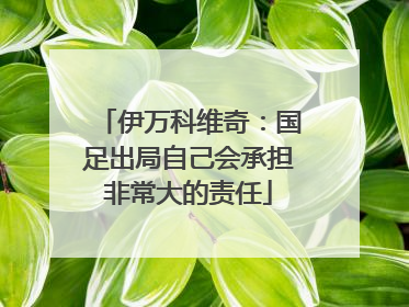 伊万科维奇：国足出局自己会承担非常大的责任