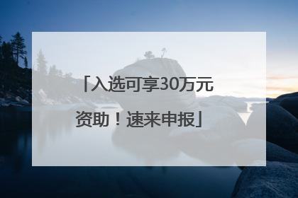 入选可享30万元资助！速来申报