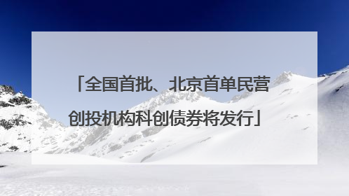全国首批、北京首单民营创投机构科创债券将发行