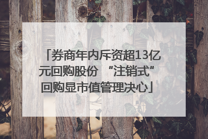 券商年内斥资超13亿元回购股份 “注销式”回购显市值管理决心
