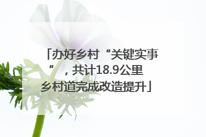 办好乡村“关键实事”，共计18.9公里乡村道完成改造提升