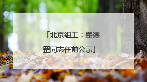 北京组工：翟德罡同志任前公示