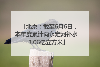 北京：截至6月6日，本年度累计向永定河补水3.06亿立方米