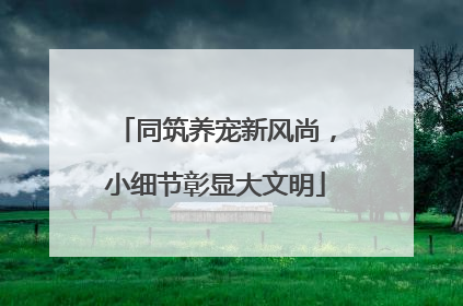 同筑养宠新风尚，小细节彰显大文明