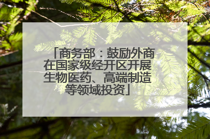 商务部：鼓励外商在国家级经开区开展生物医药、高端制造等领域投资