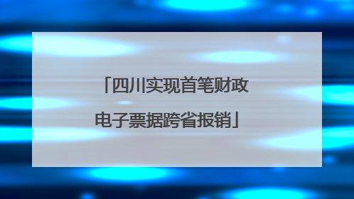 四川实现首笔财政电子票据跨省报销