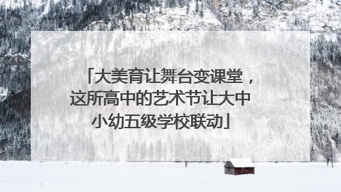 大美育让舞台变课堂，这所高中的艺术节让大中小幼五级学校联动