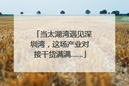 当太湖湾遇见深圳湾，这场产业对接干货满满……