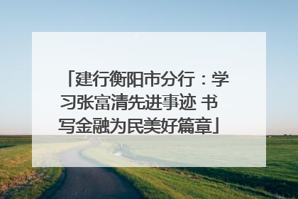建行衡阳市分行：学习张富清先进事迹 书写金融为民美好篇章