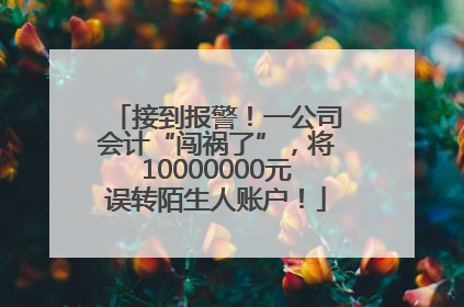 接到报警！一公司会计“闯祸了”，将10000000元误转陌生人账户！