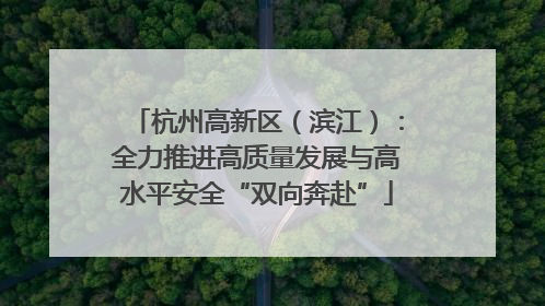 杭州高新区（滨江）：全力推进高质量发展与高水平安全“双向奔赴”