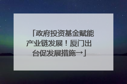 政府投资基金赋能产业链发展！厦门出台促发展措施→