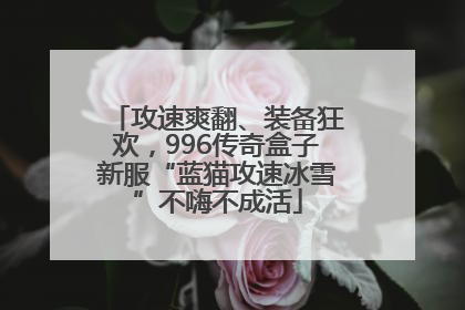攻速爽翻、装备狂欢，996传奇盒子新服“蓝猫攻速冰雪”不嗨不成活
