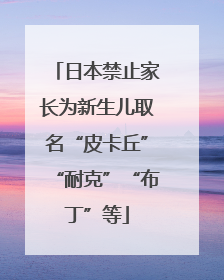 日本禁止家长为新生儿取名“皮卡丘”“耐克”“布丁”等