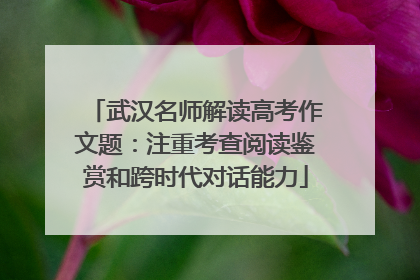 武汉名师解读高考作文题：注重考查阅读鉴赏和跨时代对话能力