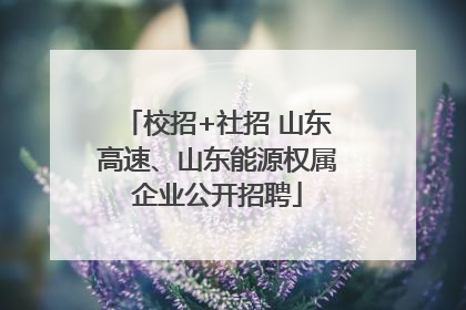 校招+社招 山东高速、山东能源权属企业公开招聘