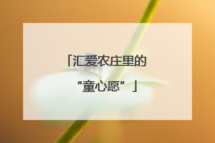 汇爱农庄里的“童心愿”