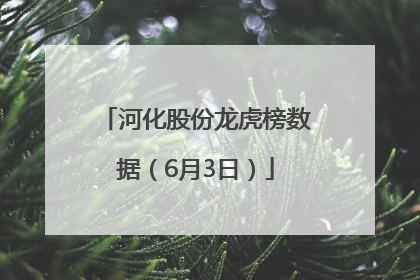 河化股份龙虎榜数据（6月3日）