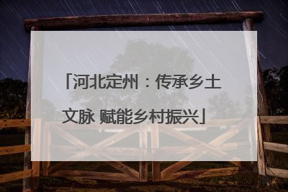河北定州：传承乡土文脉 赋能乡村振兴