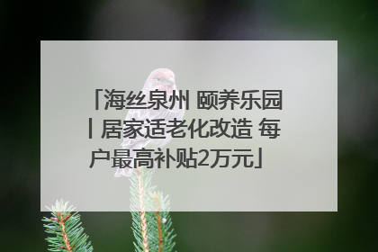 海丝泉州 颐养乐园丨居家适老化改造 每户最高补贴2万元