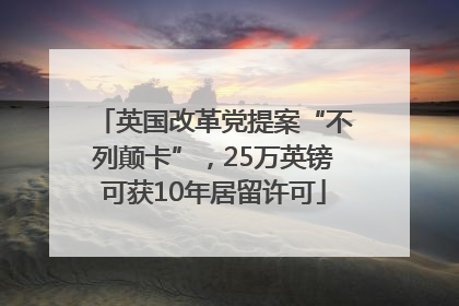 英国改革党提案“不列颠卡”，25万英镑可获10年居留许可
