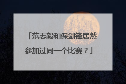 范志毅和保剑锋居然参加过同一个比赛？