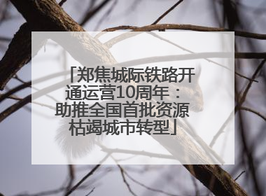 郑焦城际铁路开通运营10周年：助推全国首批资源枯竭城市转型
