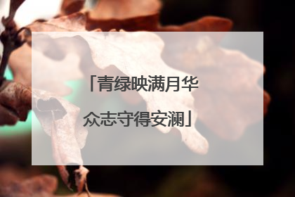 青绿映满月华 众志守得安澜