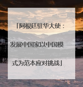 阿根廷驻华大使：发展中国家以中国模式为范本应对挑战