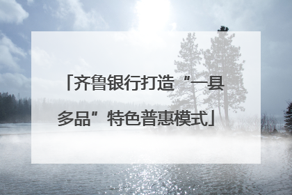 齐鲁银行打造“一县多品”特色普惠模式