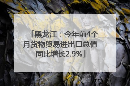 黑龙江：今年前4个月货物贸易进出口总值同比增长2.9%